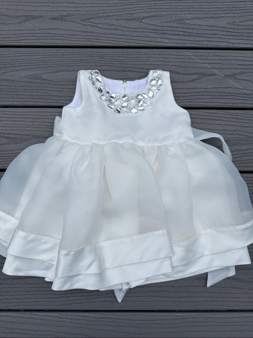 White Jeweled Tulle Baby Dress